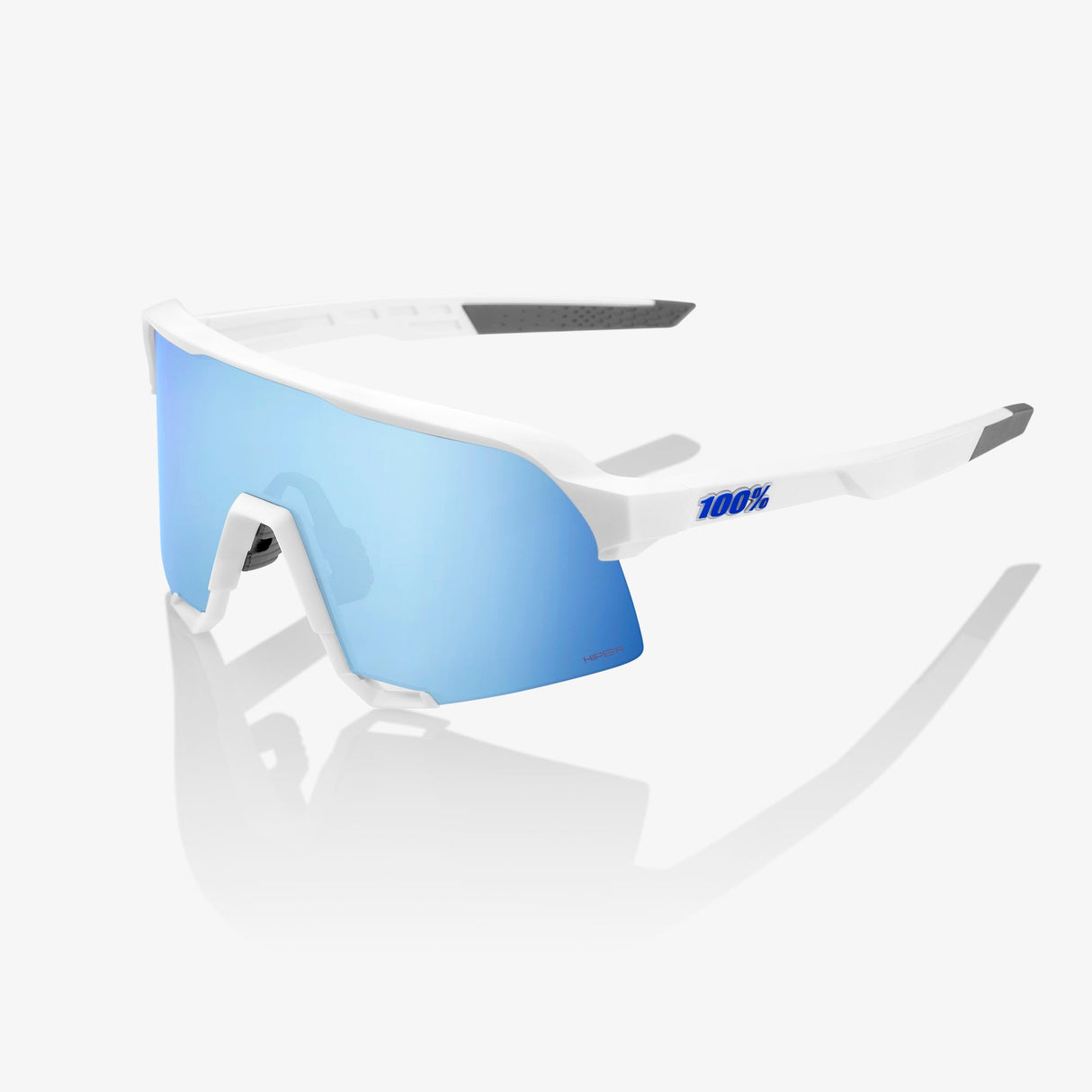 Lentes Ciclismo 100% S3 Matte White - Hiper Blue Mirror Lens
