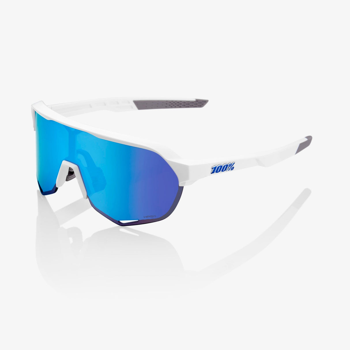 Lentes Ciclismo 100% S2 Matte White - Hiper Blue Mirror Lens