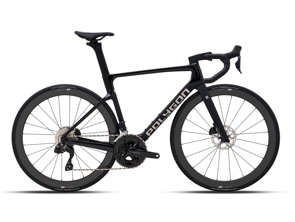 Bicicleta Ruta Polygon HE A7 Di2 Black Phantom - 105 Di2 + Carbon Wheels