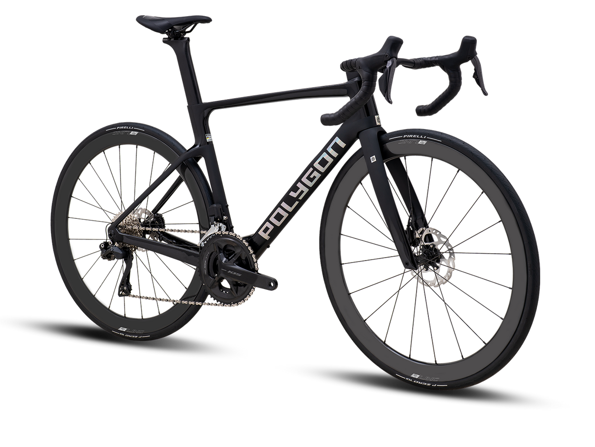 Bicicleta Ruta Polygon HE A7 Di2 Black Phantom - 105 Di2 + Carbon Wheels