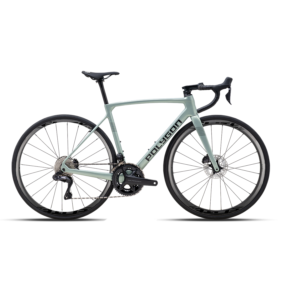 Bicicleta Ruta Polygon Strattos Carbon S8X Sage Green - Ultegra Di2 12V + Carbon Wheels
