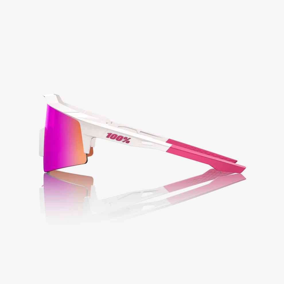 Anteojos 100% Speedcraft Sl Matte White/Pink - Hiper Vital Pink Mirror Lens