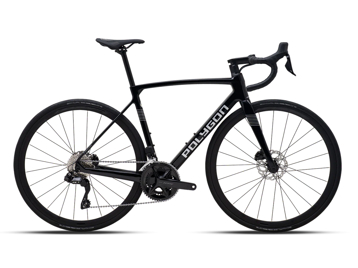 Bicicleta Ruta Polygon Strattos Carbon S7X Black- 105 Di2 12V + Carbon Wheels