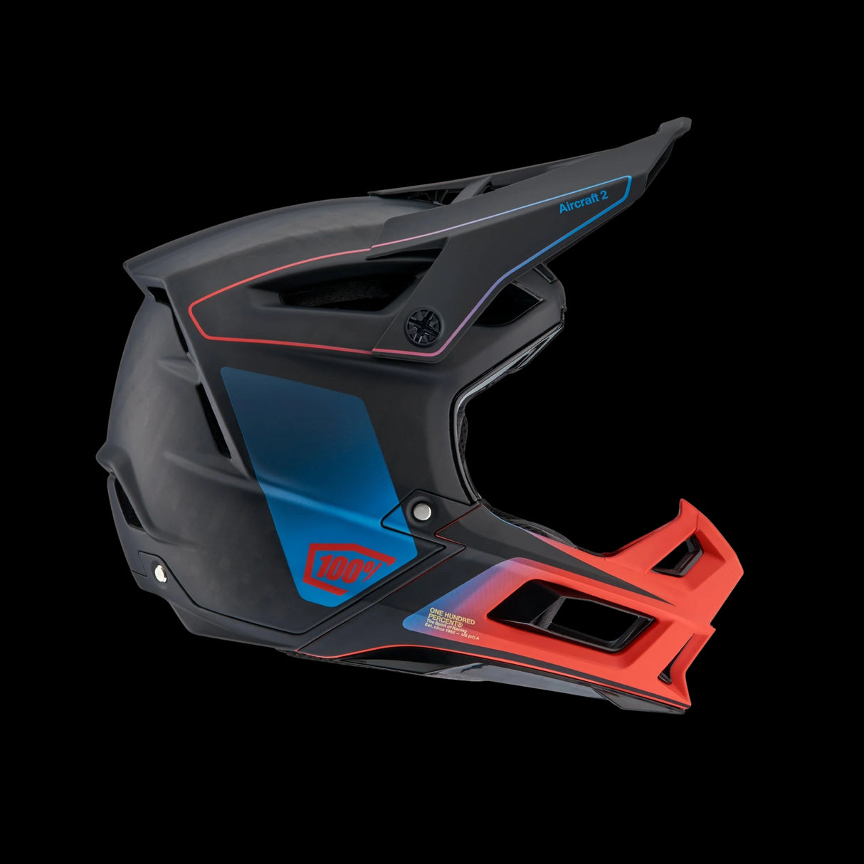Casco 100% Aircraft 2 Carbon Steel Blue/Neon Red
