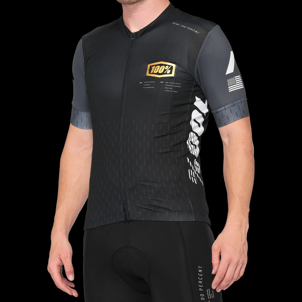 Jersey 100% Exceeda Short Sleeve Black/Charcoal