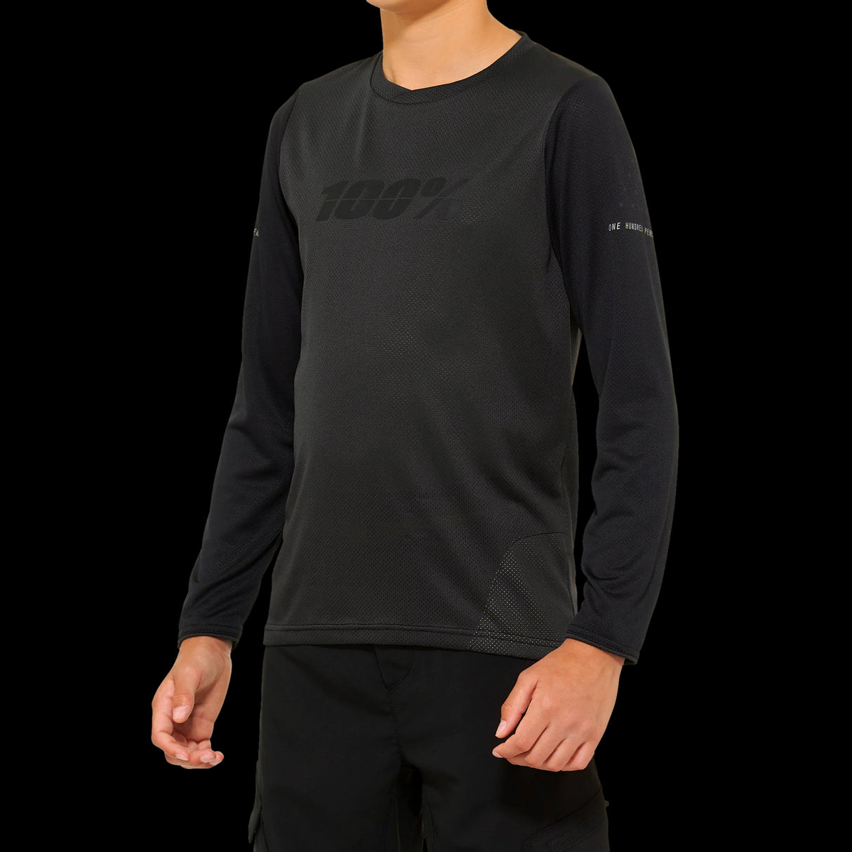 Jersey 100% Ridecamp Niño Long Sleeve Black/Charcoal