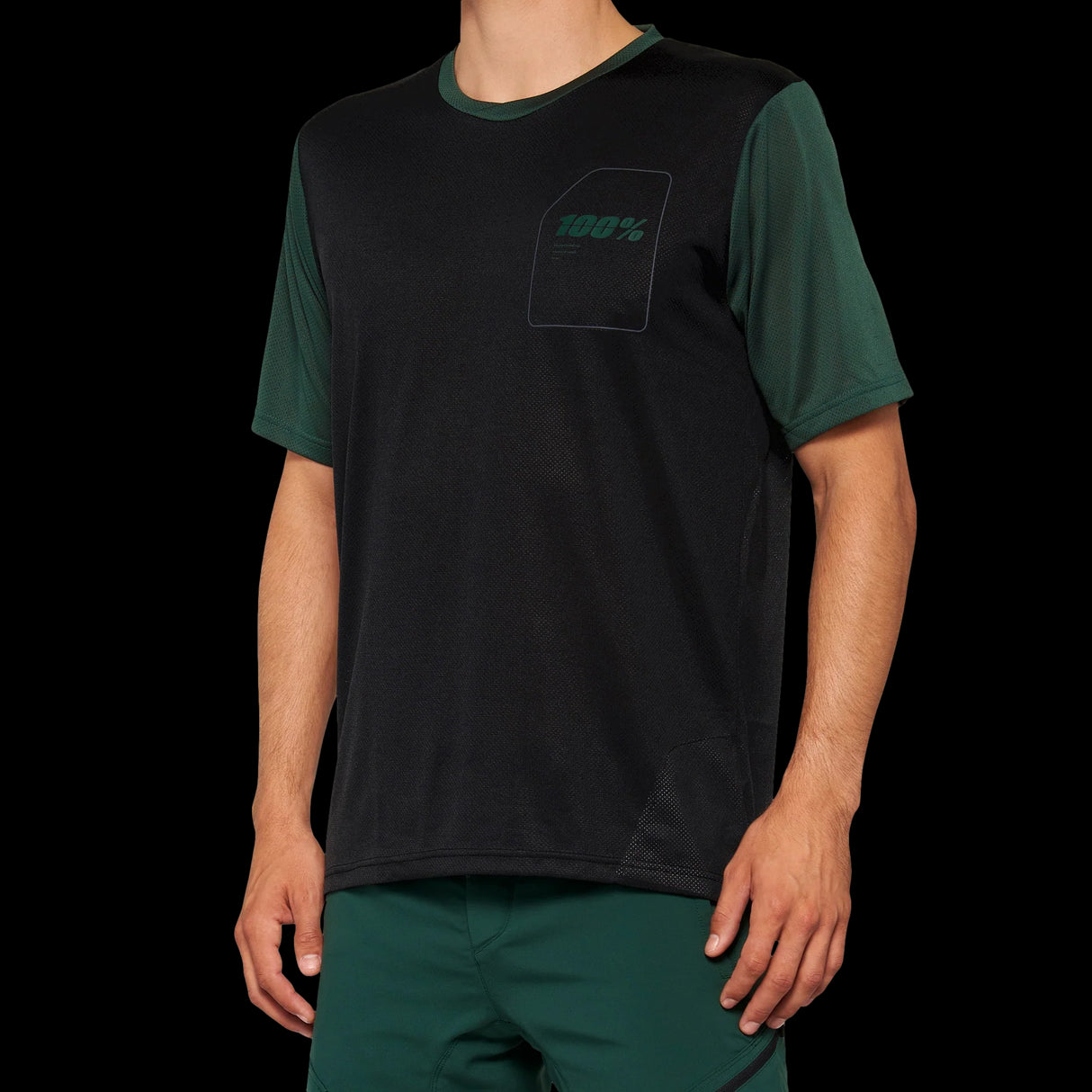Jersey 100% Ridecamp Short Sleeve Black/Forest Green