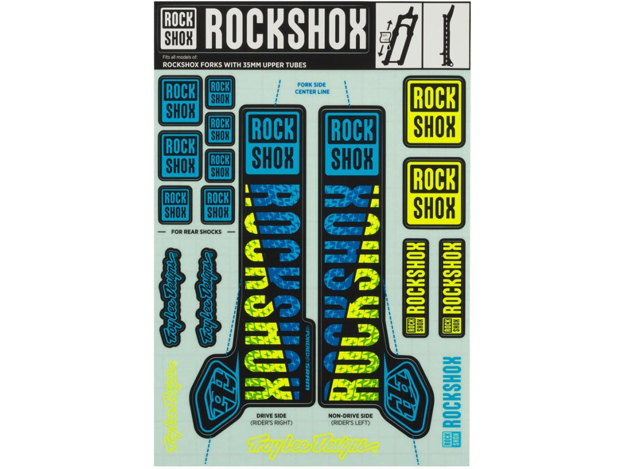 Kit Sticker Rockshox Troy Lee 35mm Az/Am