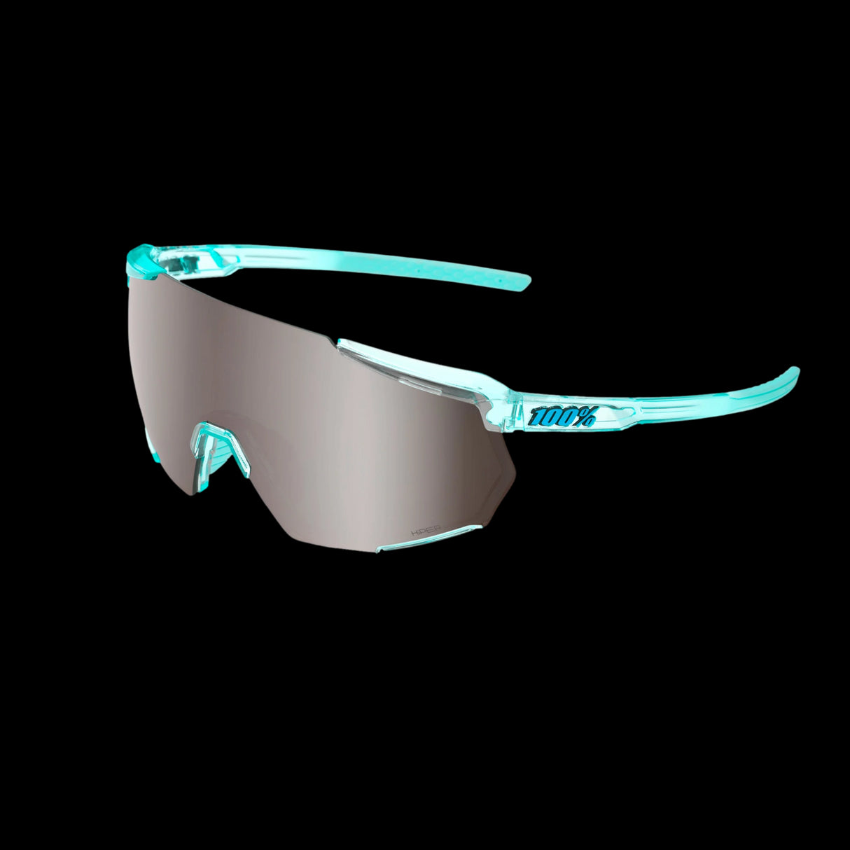 Lentes Ciclismo 100% Racetrap 3.0 Polished Translucent Mint - Hiper Silver Mirror Lens