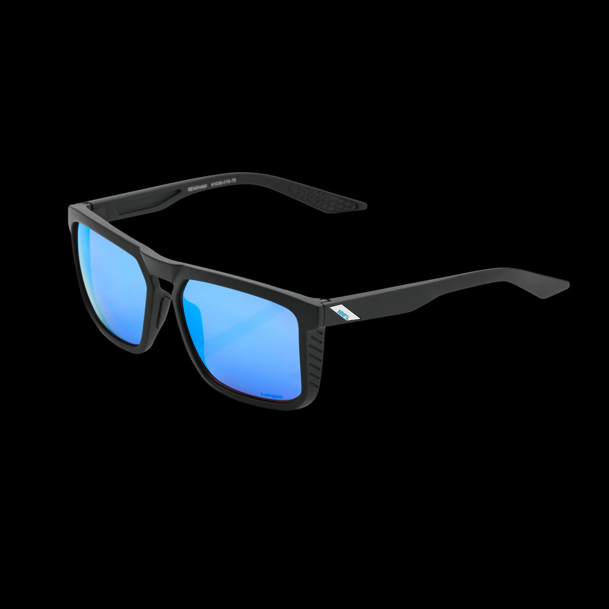 Lentes Ciclismo 100% Renshaw Matte Black - Hiper Blue Multilayer Mirror Lens