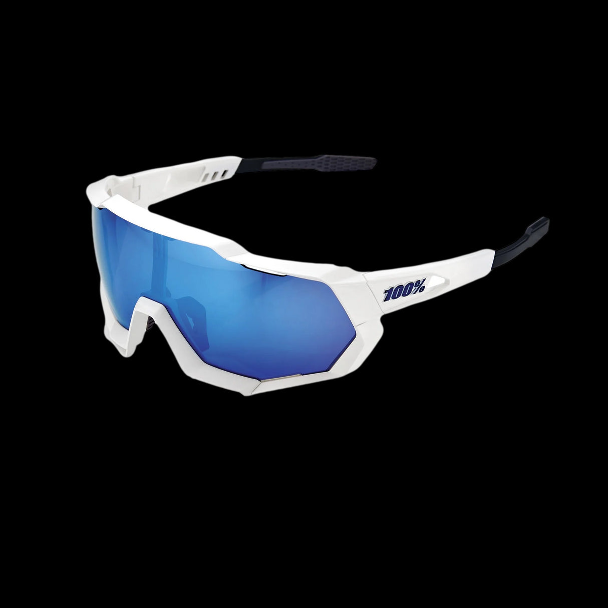 Lentes Ciclismo 100% Speedtrap Matte White - Hiper Blue Multilayer Mirror Lens