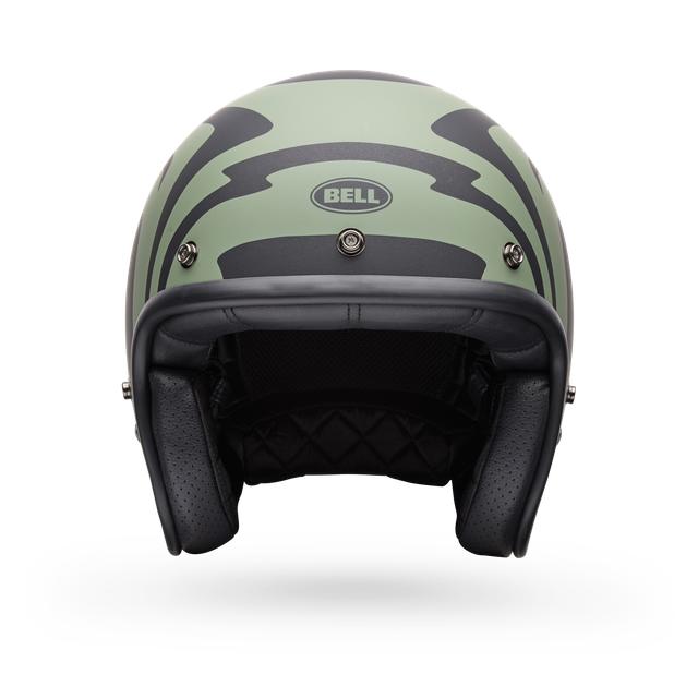 Casco Moto Calle Custom 500 Slap Negro/Verde Certificado QR Bell