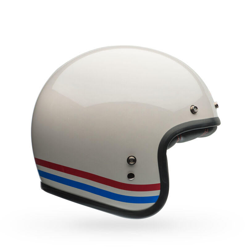 Casco Moto Calle Custom 500 Stripes Pearl Certificado QR Bell