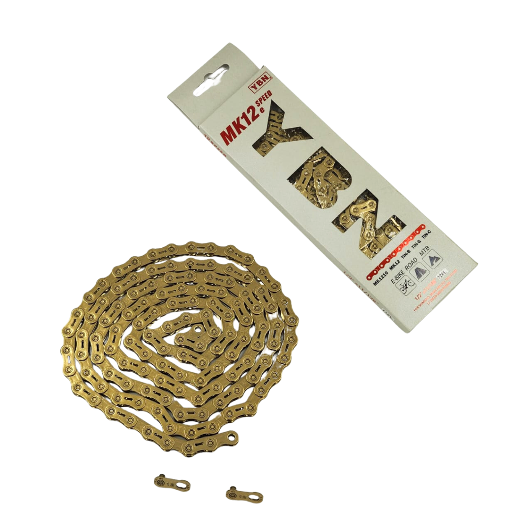 Cadena Ybn E-Bike 12V Flat Top Mk-H12 Ti Gold 126L