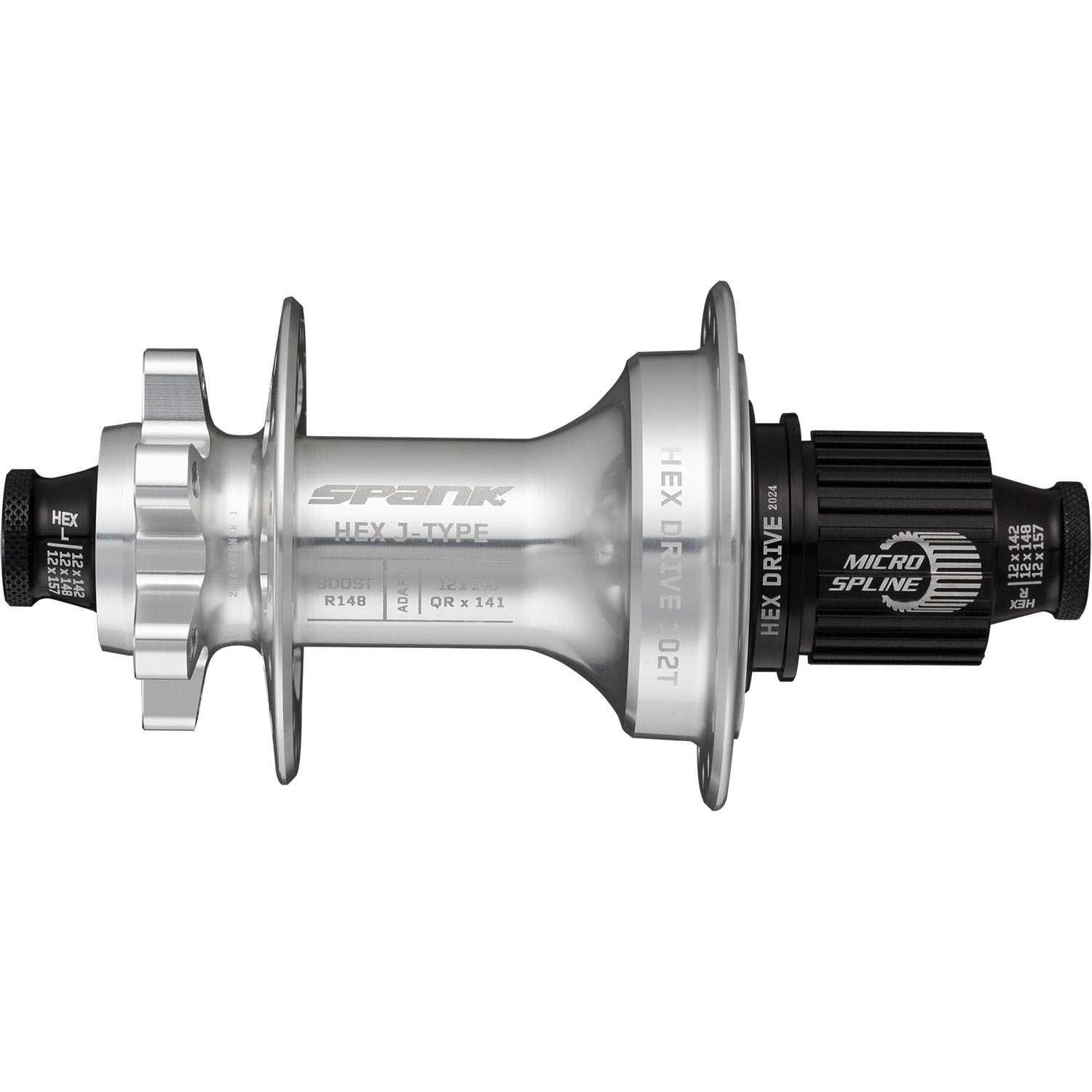 Maza Trasera Spank Hex J-Type Boost R148 Xd 32H Hub - Raw Silver