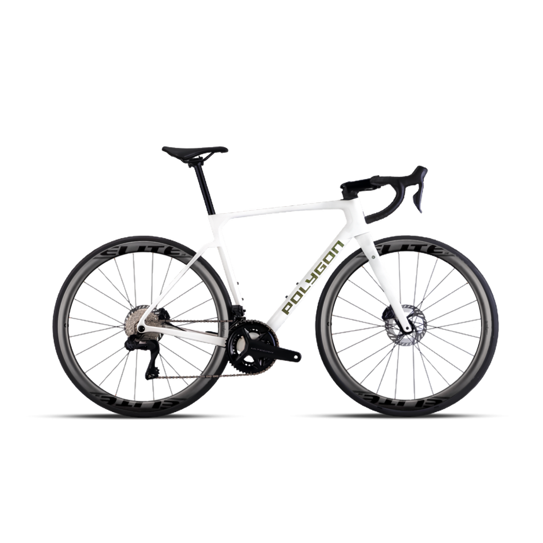 Bicicleta Polygon Strattos 8 Di2 White Gloss - Ultegra Di2 12V + Carbon Wheels