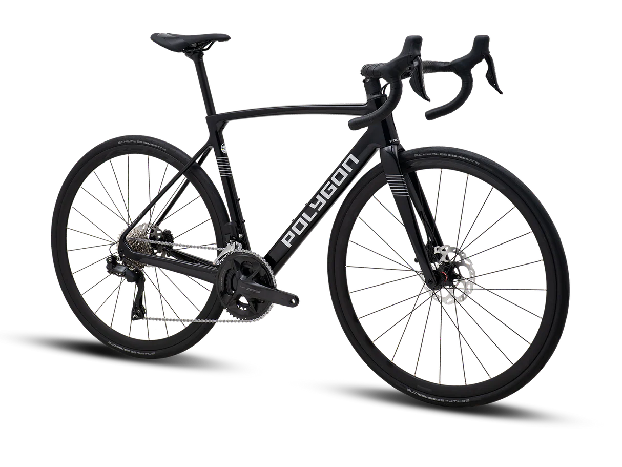 Bicicleta Ruta Polygon Strattos Carbon S7X Black- 105 Di2 12V + Carbon Wheels