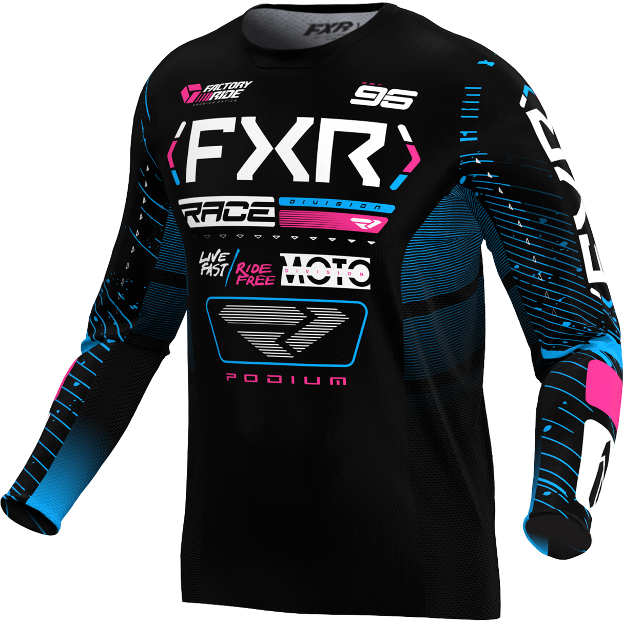 FXR Racing Jersey Fxr Podium Black/Cyan/Pink