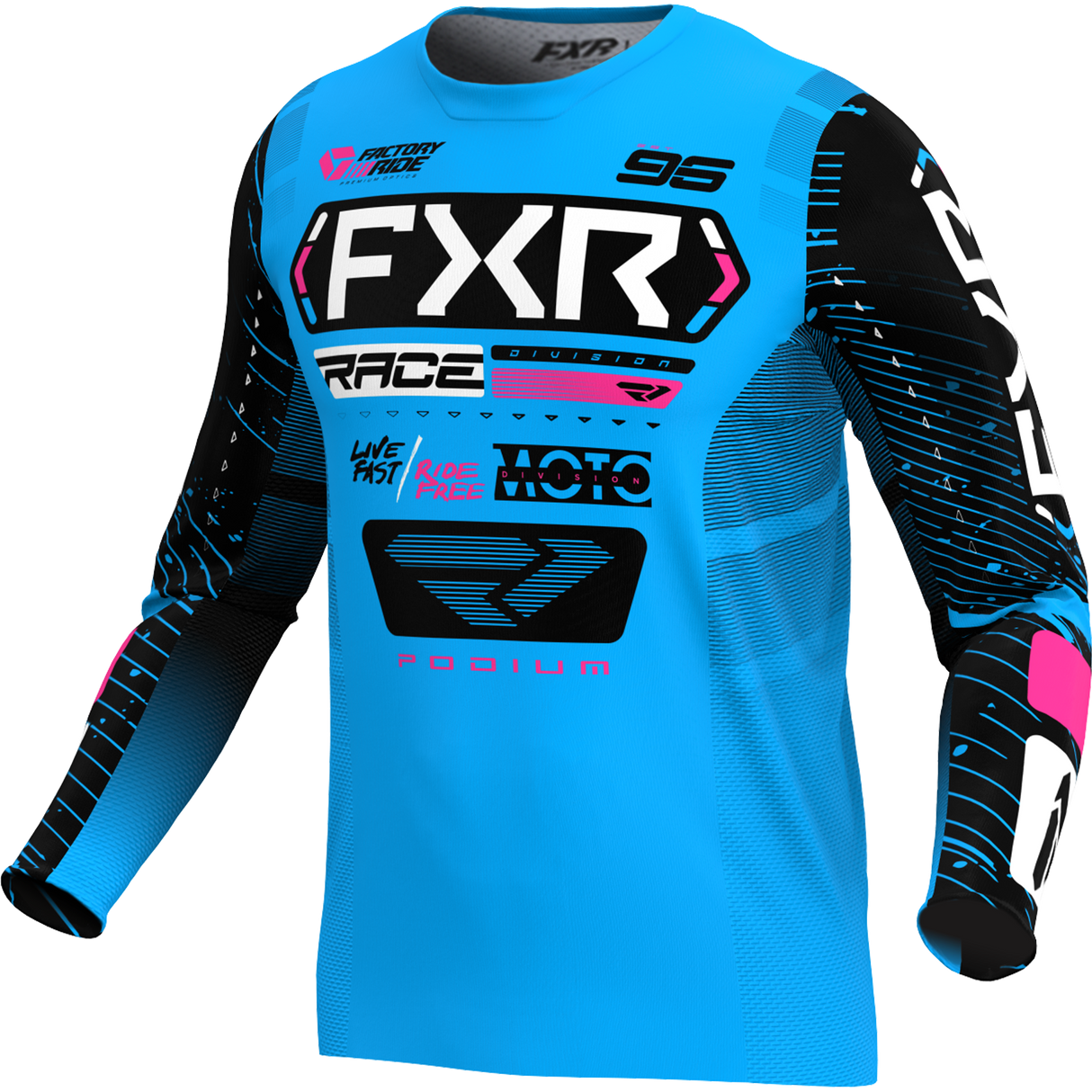 FXR Racing Jersey Fxr Podium Cyan/Black/Pink