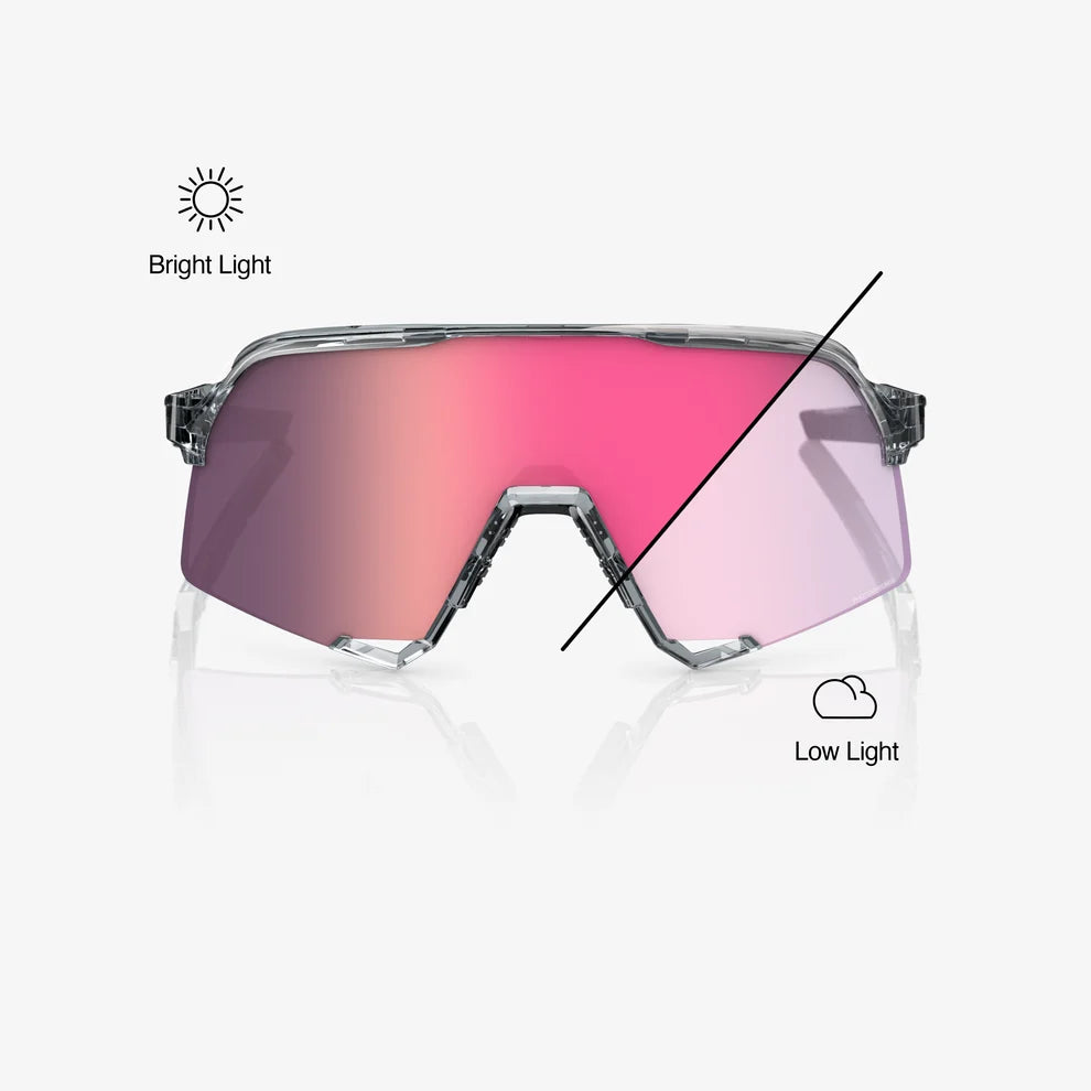 Lentes Ciclismo 100% S3 Polished Translucent Grey - Rose Gold Mirror Photochromic Lens