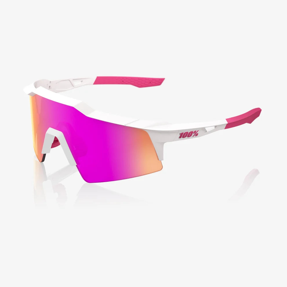Anteojos 100% Speedcraft Sl Matte White/Pink - Hiper Vital Pink Mirror Lens
