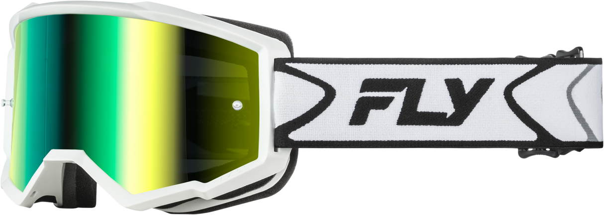 ZONE GOGGLE WHITE/BLACK W/ IRIDESCENT GRN MIRROR LENS