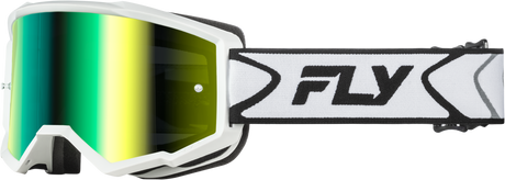 ZONE GOGGLE WHITE/BLACK W/ IRIDESCENT GRN MIRROR LENS