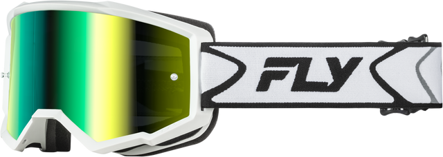 ZONE GOGGLE WHITE/BLACK W/ IRIDESCENT GRN MIRROR LENS