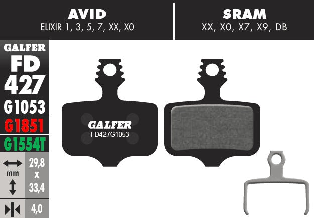 Galfer Pastillas Sram XX, X0, X7, X9, DB, Level, T, TL, Red/Rival/Force AXS Advanced
