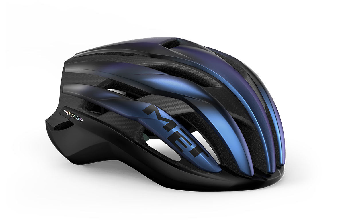Casco Met Trenta 3K Carbon Mips Blue Iridescent Matt