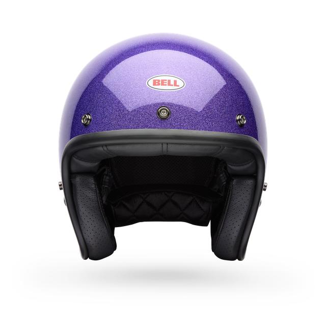 Casco Moto Calle Custom 500 Flake Morado Certificado QR Bell