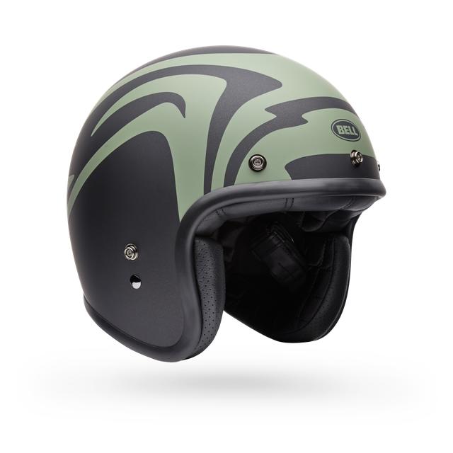 Casco Moto Calle Custom 500 Slap Negro/Verde Certificado QR Bell