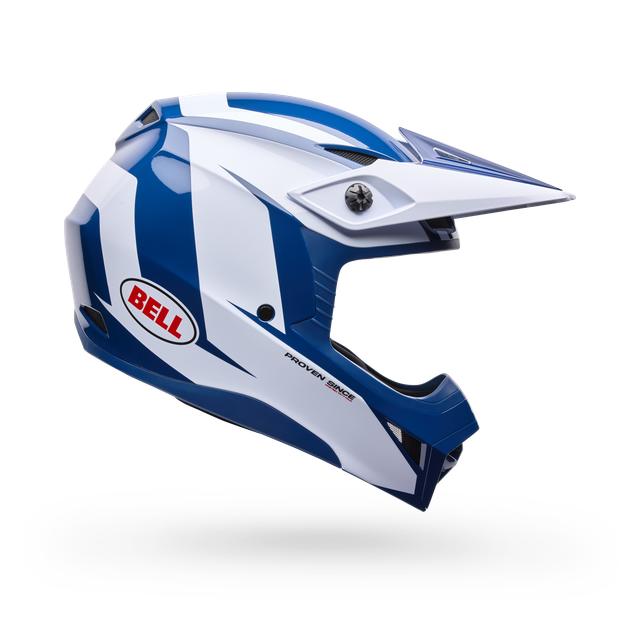 Casco Moto MX-10 Azul/Blanco Certificado QR Bell