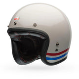 Casco Moto Calle Custom 500 Stripes Pearl Certificado QR Bell