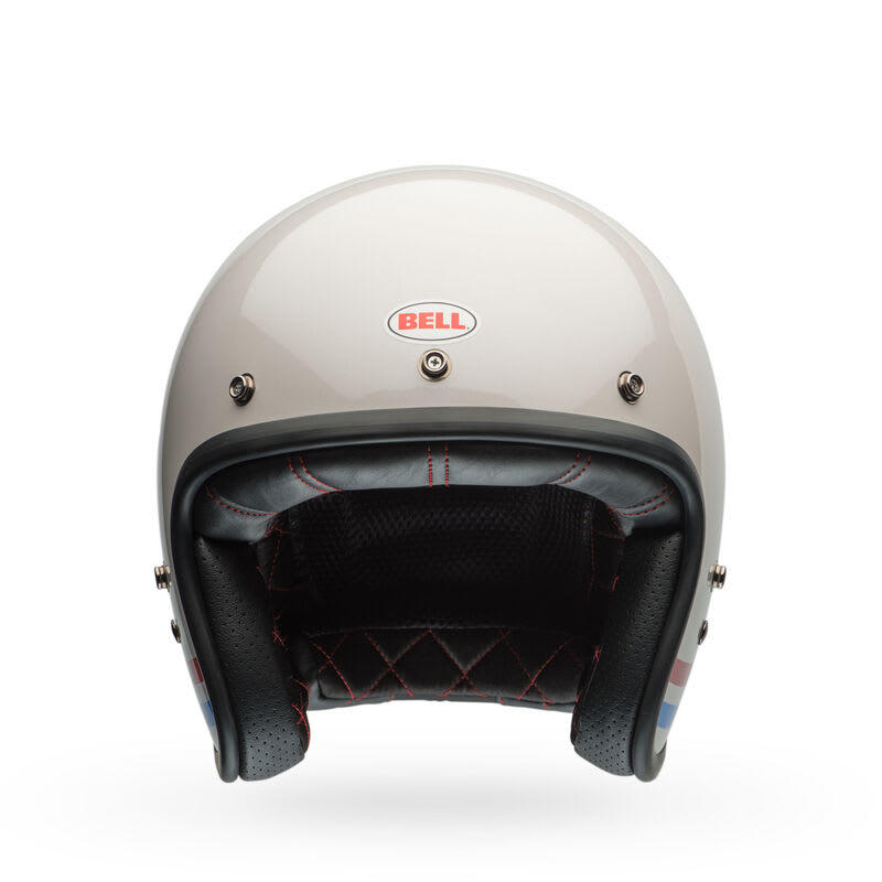 Casco Moto Calle Custom 500 Stripes Pearl Certificado QR Bell