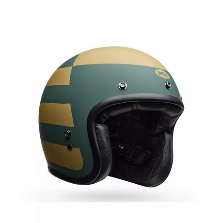 Casco Moto Calle Custom 500 Verde/Dorado Certificado QR Bell