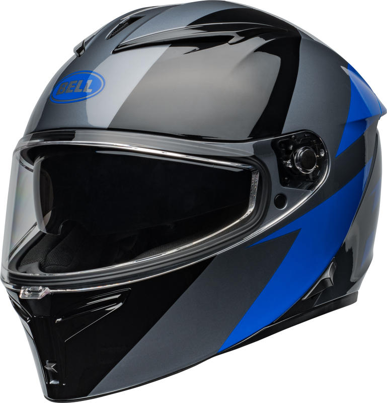 Casco Moto Calle Lithium Shear Negro/Azul Certificado QR Bell