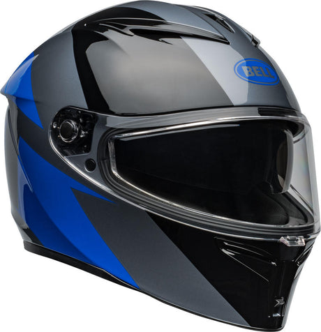 Casco Moto Calle Lithium Shear Negro/Azul Certificado QR Bell