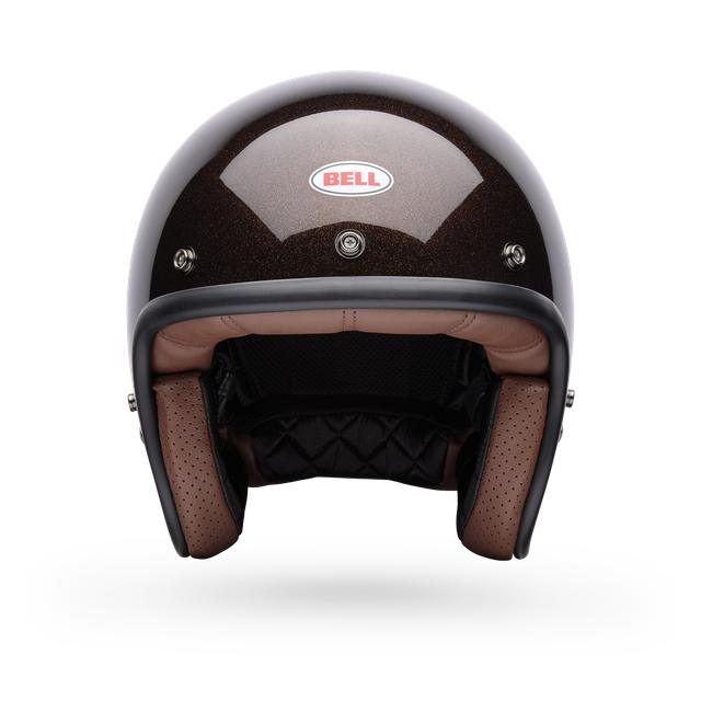 Casco Moto Calle Custom 500 Flake Café Certificado QR Bell