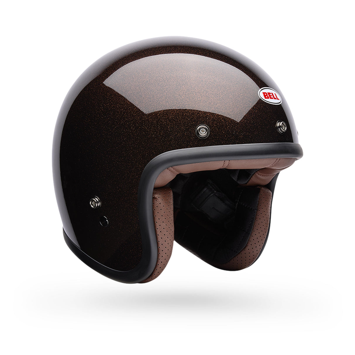 Casco Moto Calle Custom 500 Flake Café Certificado QR Bell