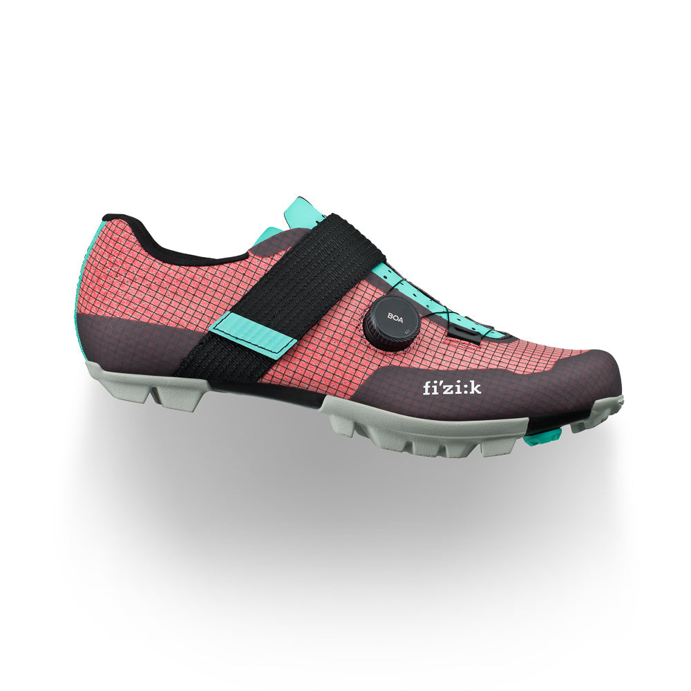 Zapatillas De Bicicleta Fizik Vento Ferox Carbon Rojo-Turquesa