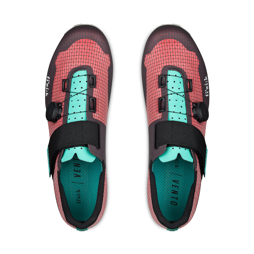 Zapatillas De Bicicleta Fizik Vento Ferox Carbon Rojo-Turquesa