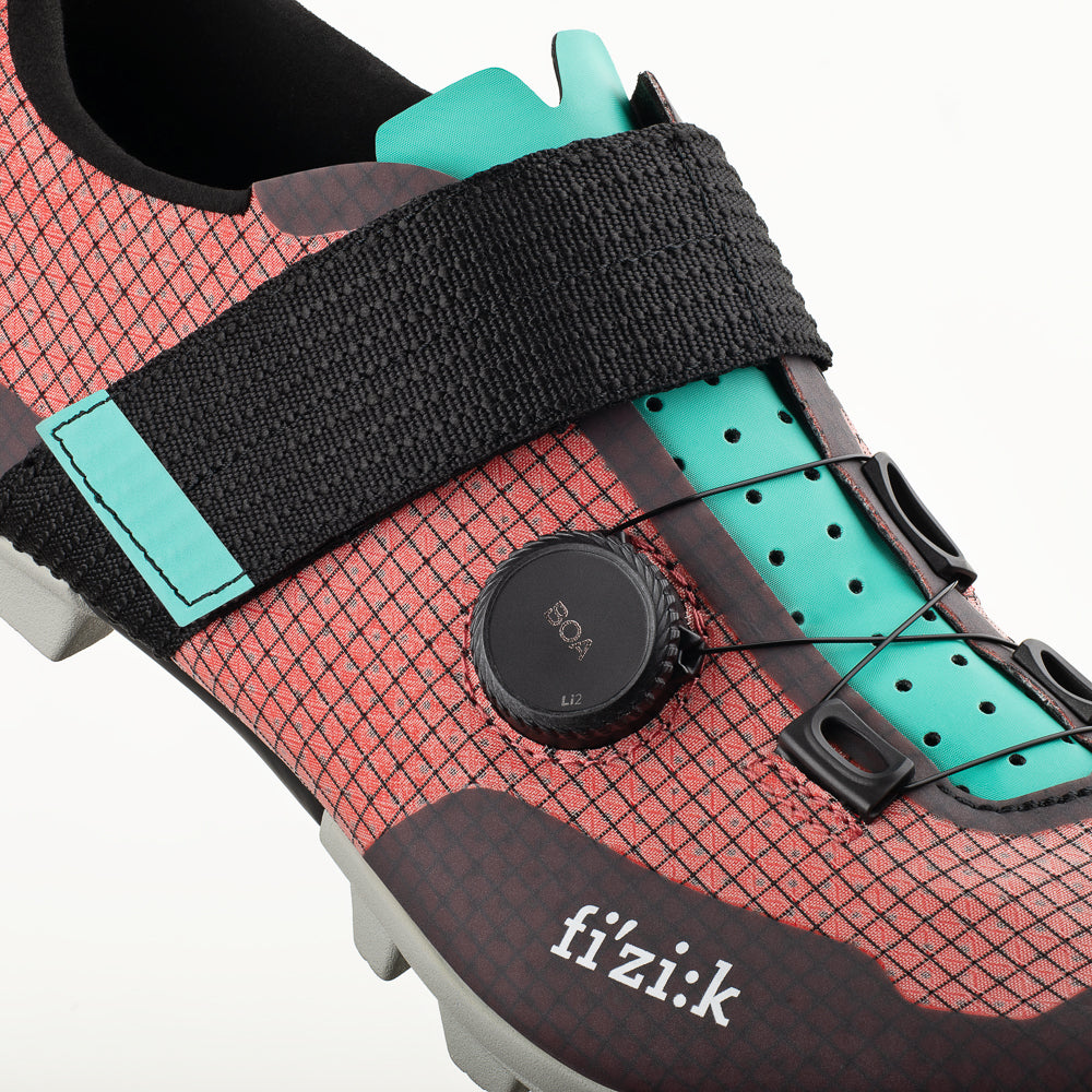 Zapatillas De Bicicleta Fizik Vento Ferox Carbon Rojo-Turquesa